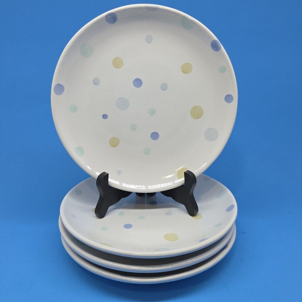 Pottery Barn Dot Salad Plates Bundle of 4